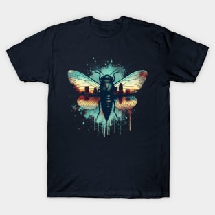 Double Exposure Cicada Broods Emergence Magicicada Landscape T-Shirt